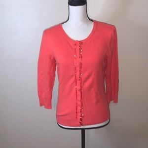 Old Navy perfect fit stretch pink beaded button down cardigan sweater